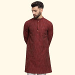 Men's Cotton Regular Textured Long Kurta Full Sleeves