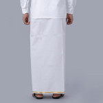Men Layer White Dhoti With Gold Jari Border