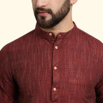 Men's Cotton Regular Textured Long Kurta Full Sleeves