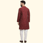 Men's Cotton Regular Textured Long Kurta Full Sleeves