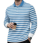 Men’s Premium Striped Polo T-Shirt | Long Sleeve Cotton Blend | Casual & Smart Wear-M6721
