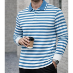 Men’s Premium Striped Polo T-Shirt | Long Sleeve Cotton Blend | Casual & Smart Wear-M6721