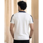 Men's Classic Polo T-Shirt | Zip Collar | Half Sleeves | Two-Tone Stripe Panel | Regular Fit