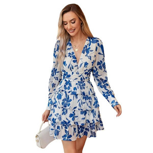 Ruffle Long Sleeve A-Line Mini Dress